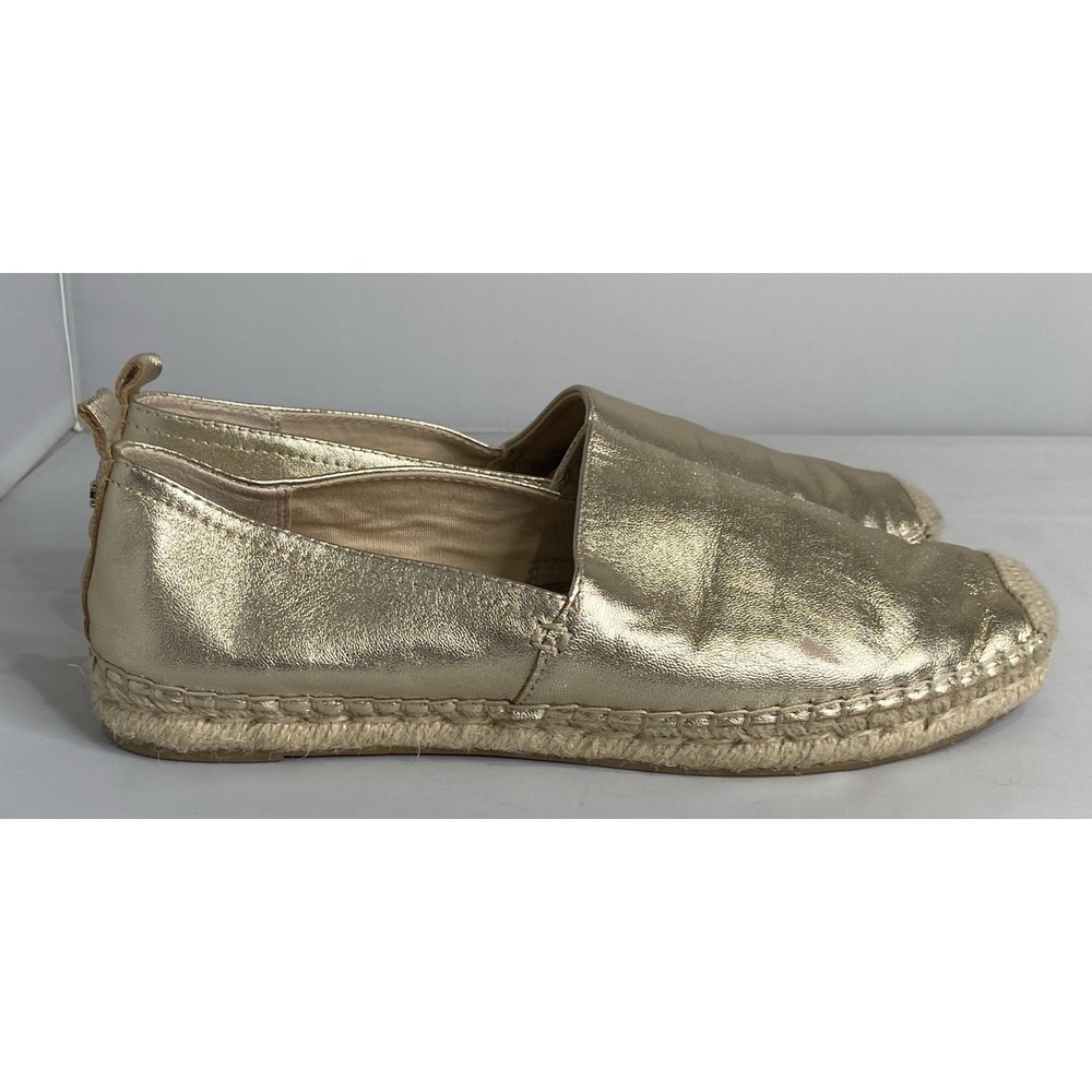 Sam Edelman Khloe Women's Size 9.5 Slip-On Shiny Gold‎ Leather Espadrilles Shoes